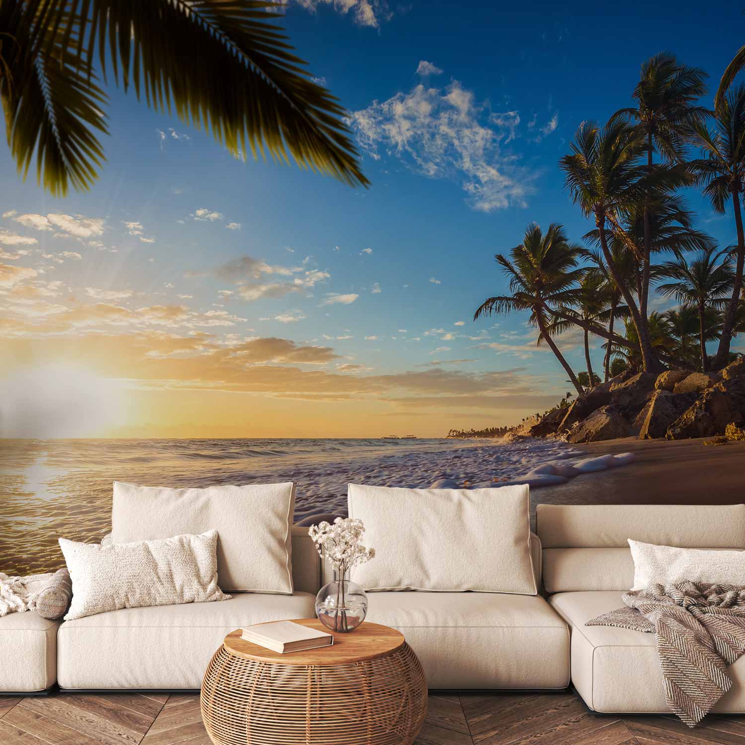 Tropical Beach Palm Trees Wall Mural