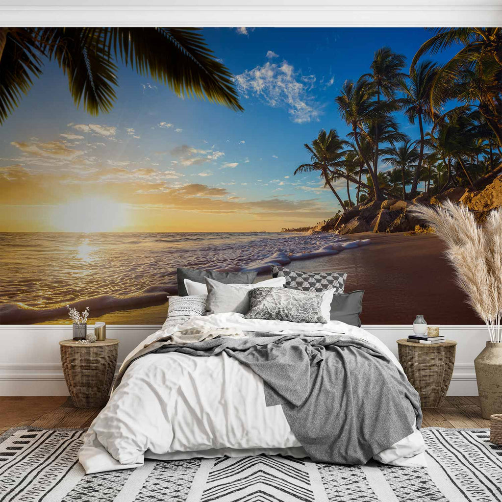 Tropical Beach Palm Trees Wall Mural