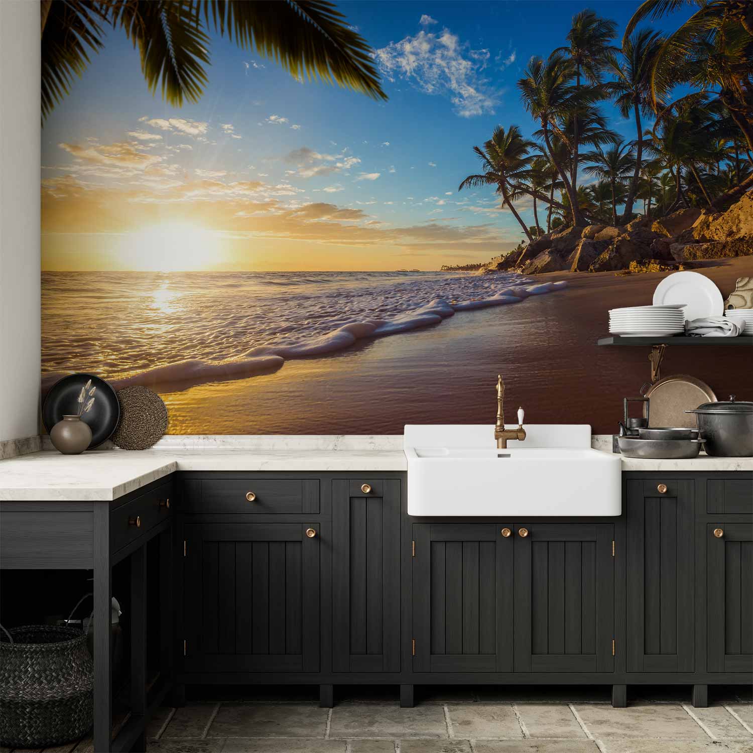 Tropical Beach Palm Trees Wall Mural