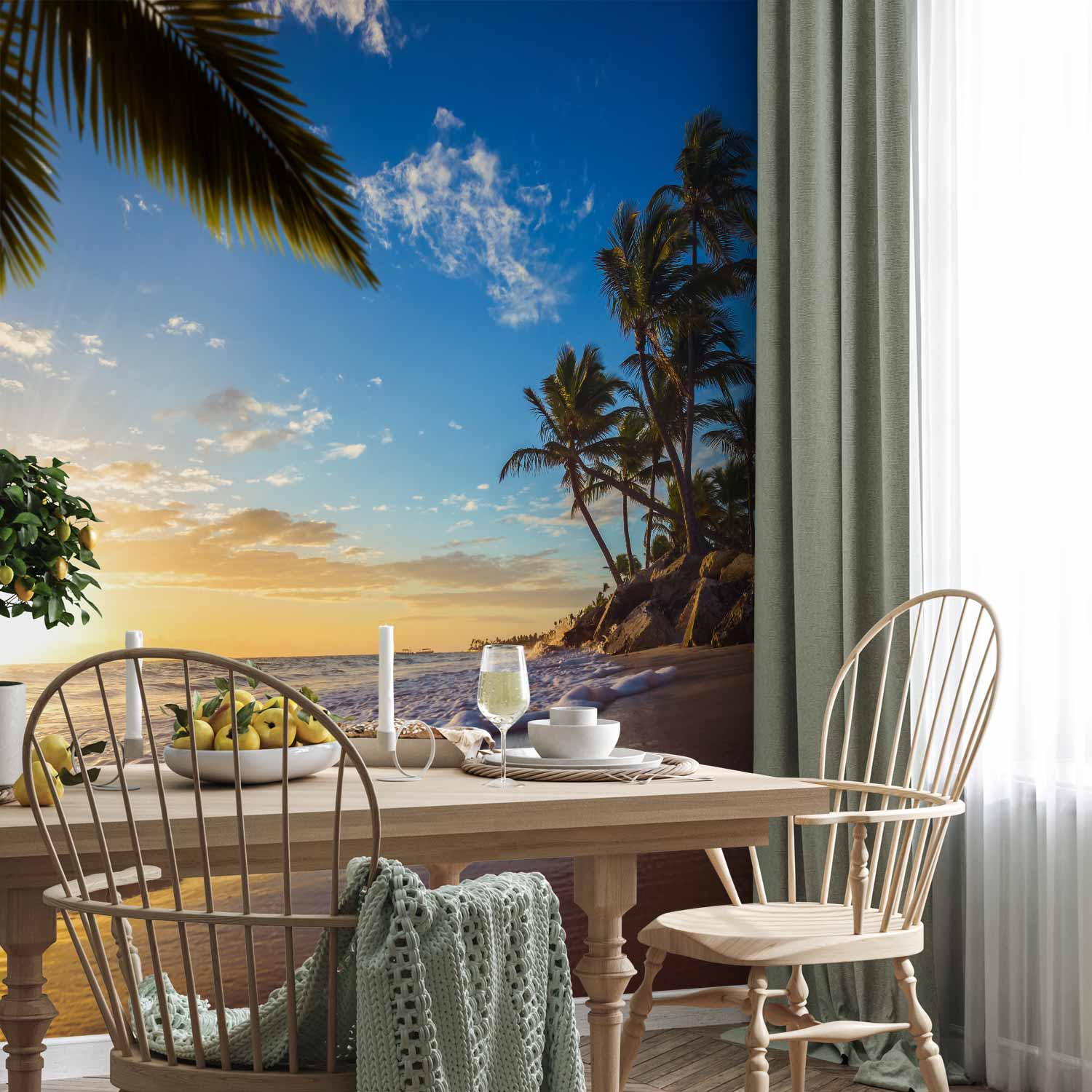 Tropical Beach Palm Trees Wall Mural