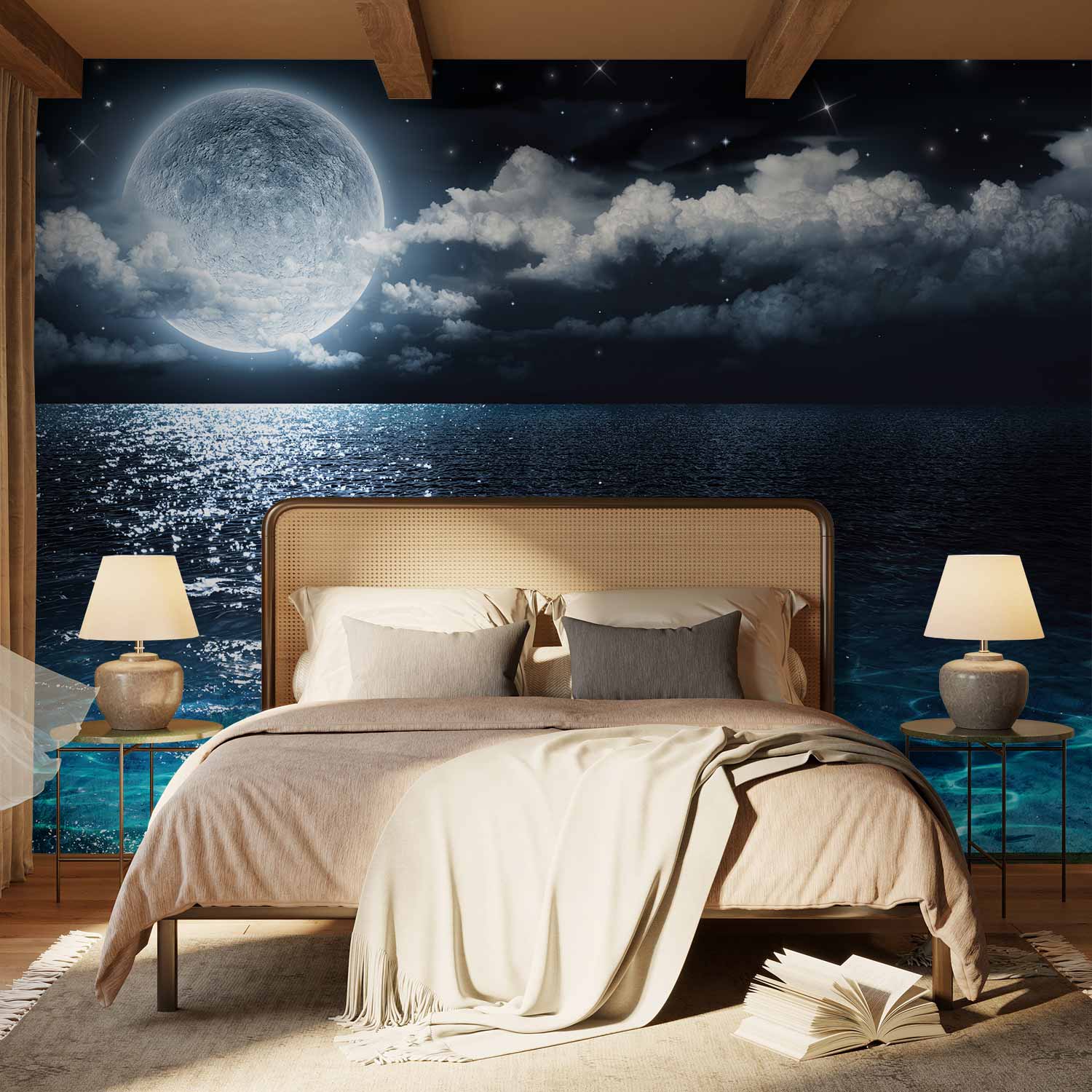 Blue Lagoon Night Ocean Wall Mural