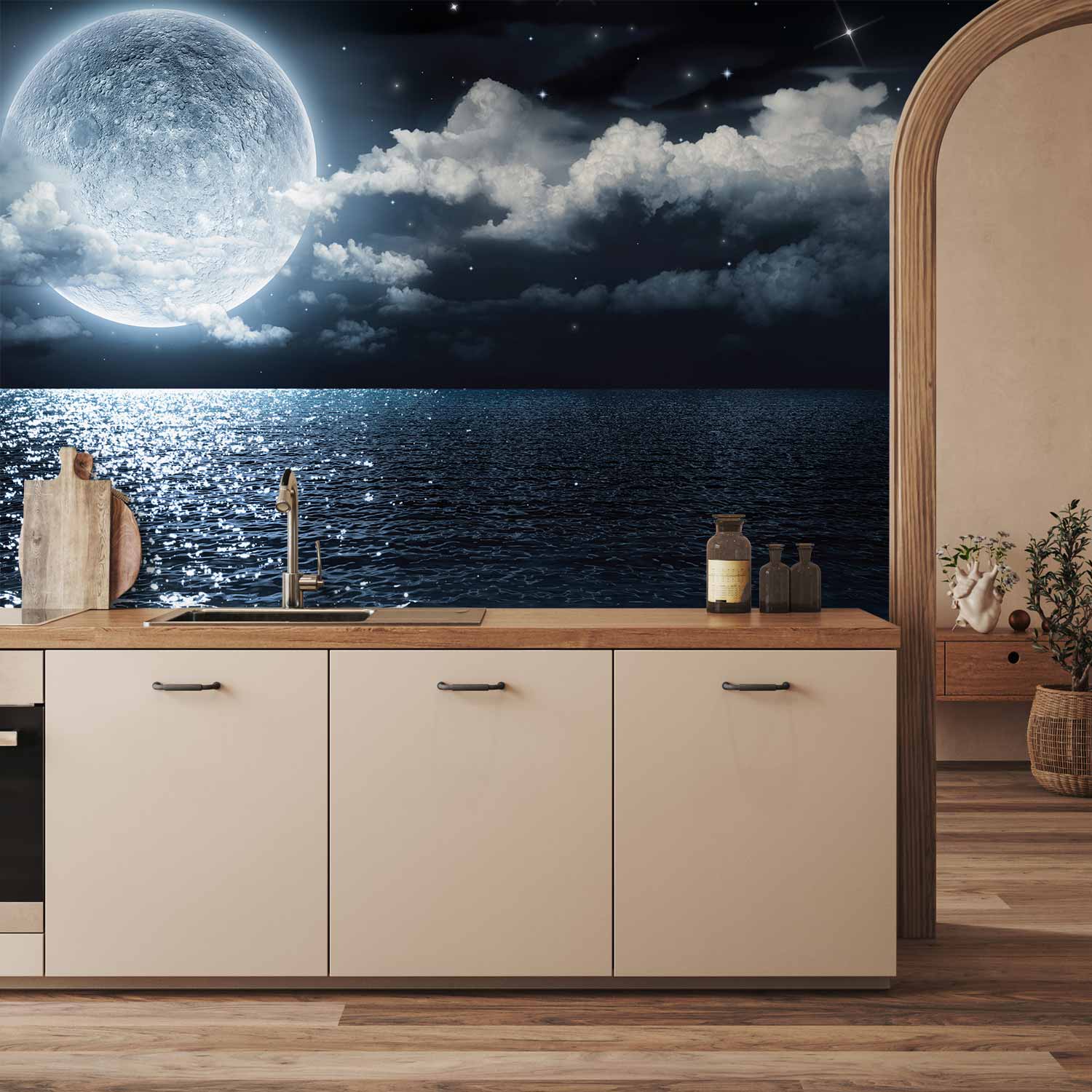 Blue Lagoon Night Ocean Wall Mural