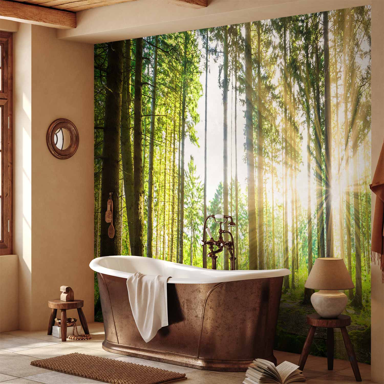 Misty Forest Trees Wall Mural