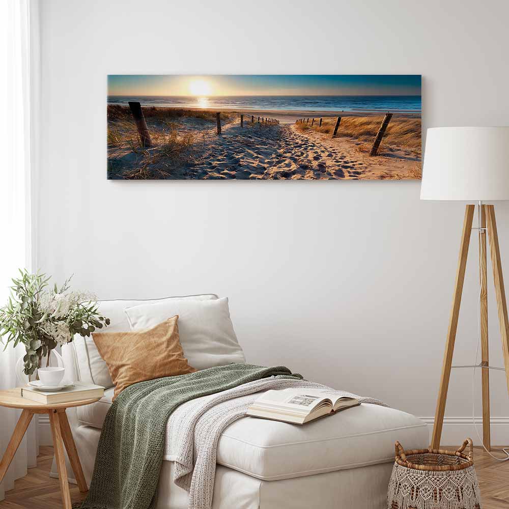 Sunset Beach Path Landscape Canvas Print