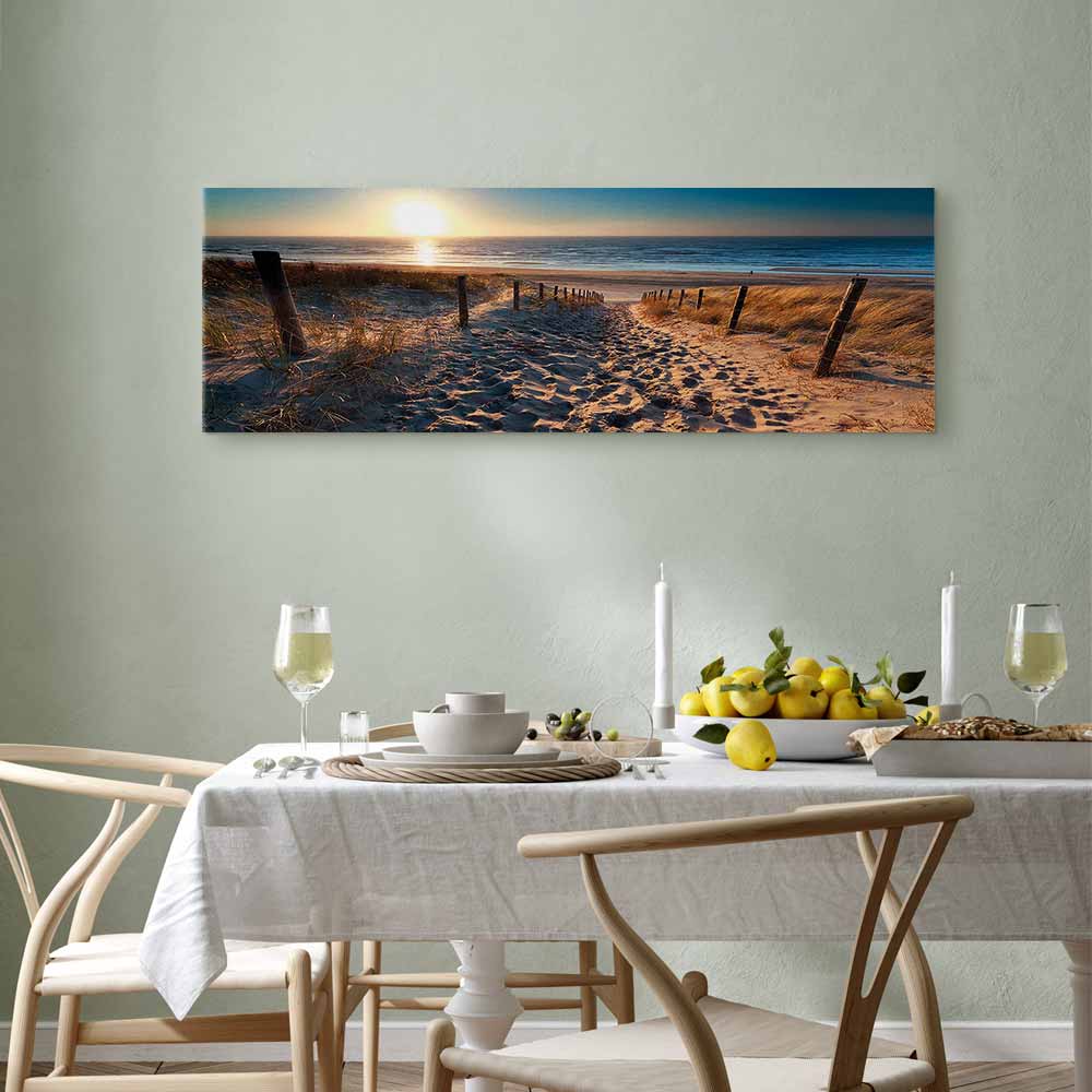 Sunset Beach Path Landscape Canvas Print