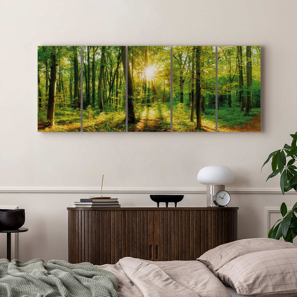 Enchanted Green Forest Landscape Canvas Print