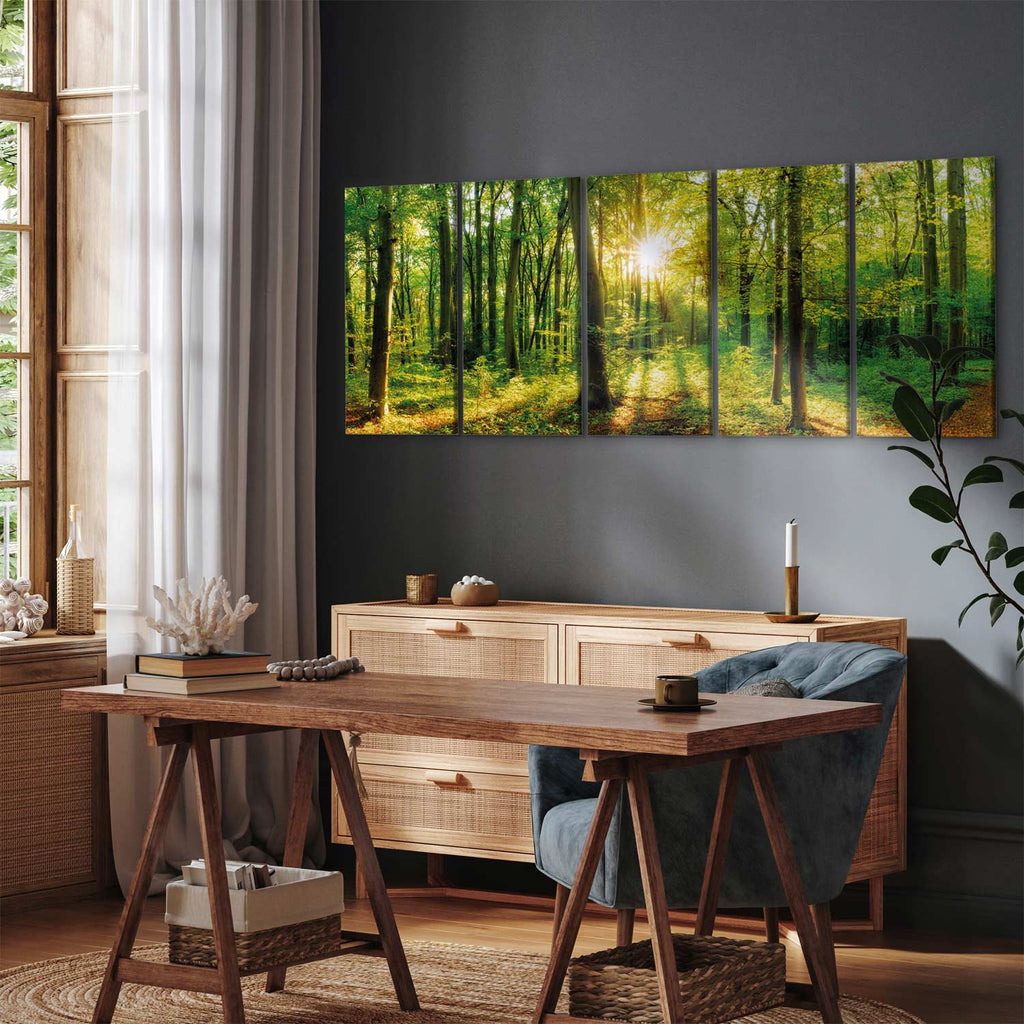 Enchanted Green Forest Landscape Canvas Print