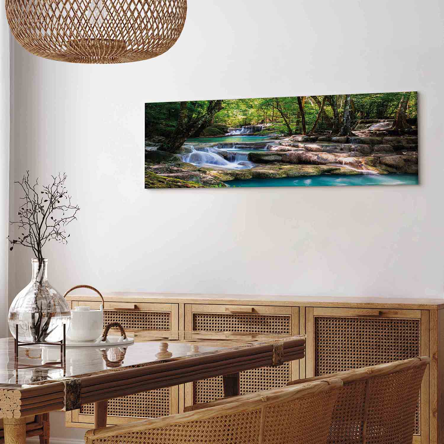 Forest Waterfall River Landscape Canvas Print