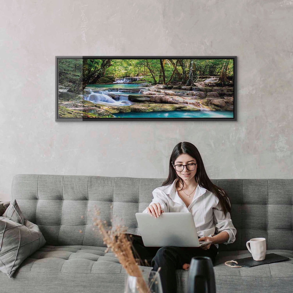 Forest Waterfall River Landscape Canvas Print