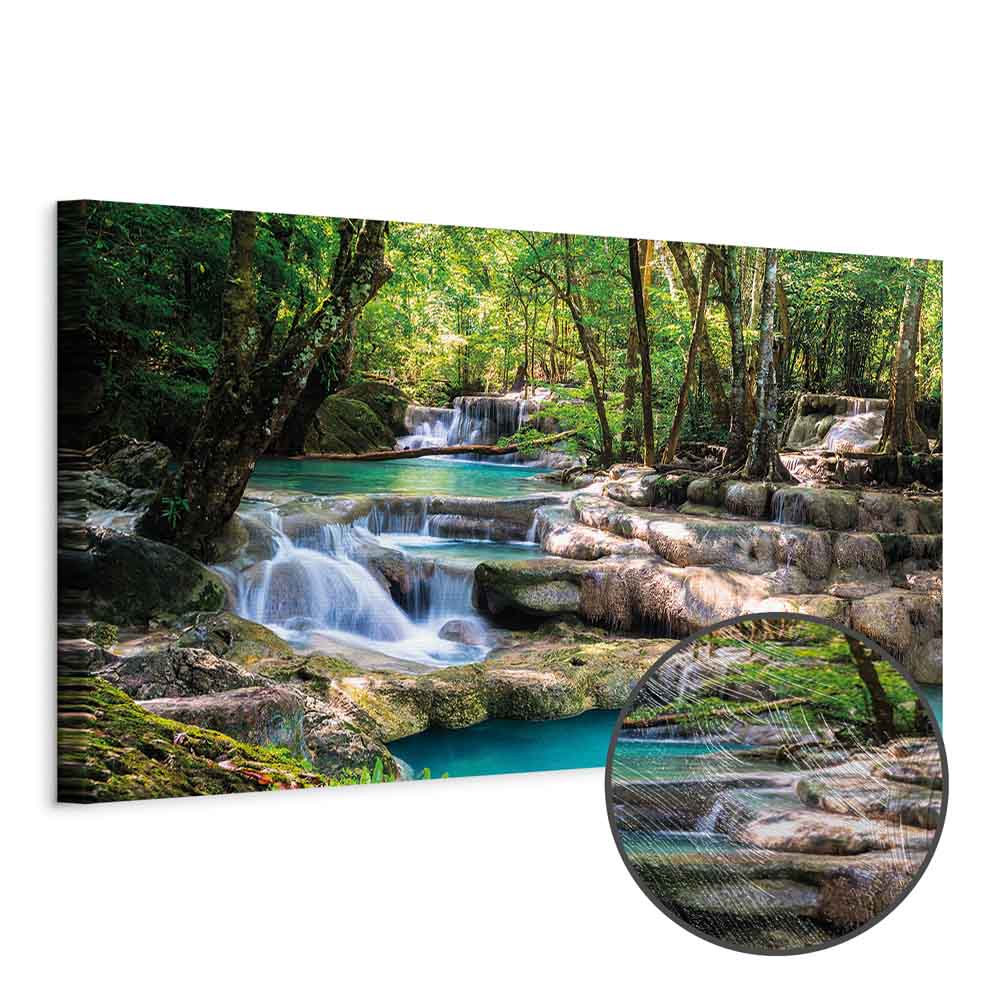 Forest Waterfall River Landscape Canvas Print