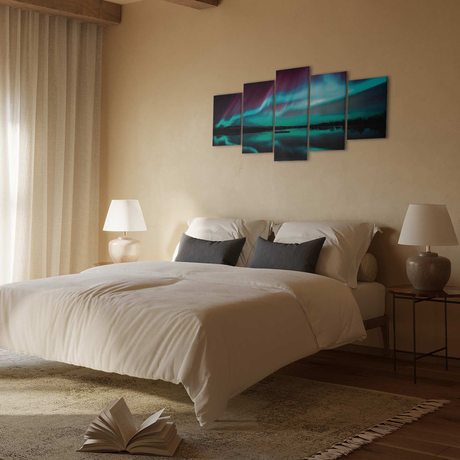 Night Lake Sky Landscape Canvas Print