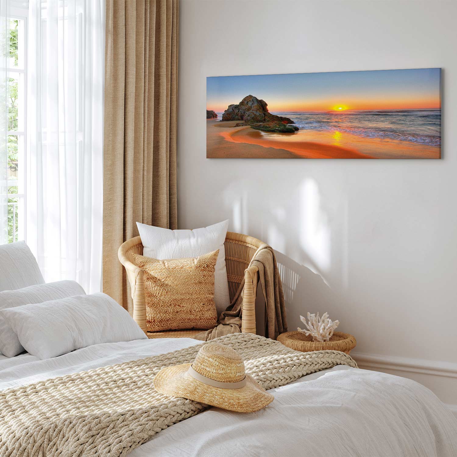 Sea Waves and Stone Narrow Canvas Print