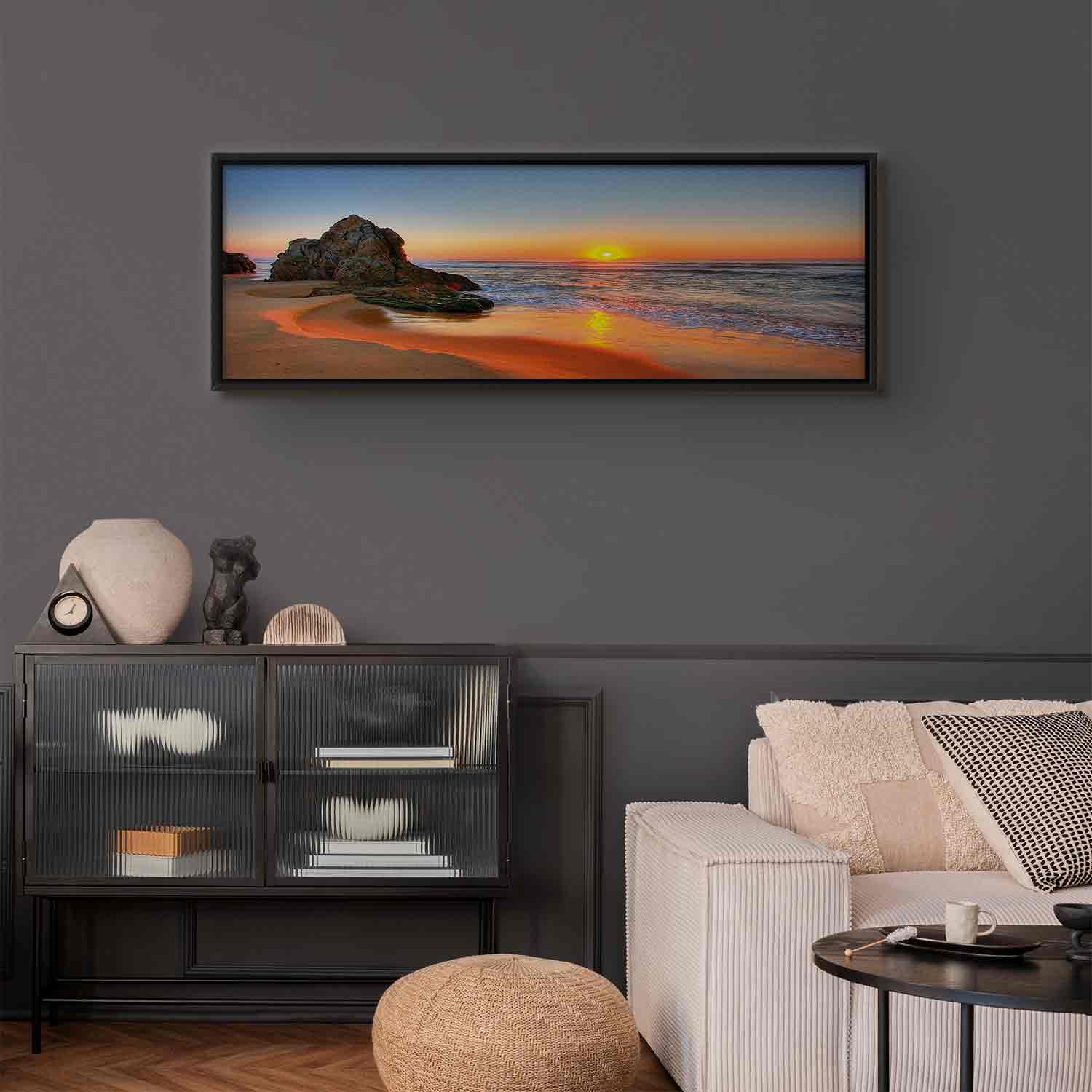 Sea Waves and Stone Narrow Canvas Print