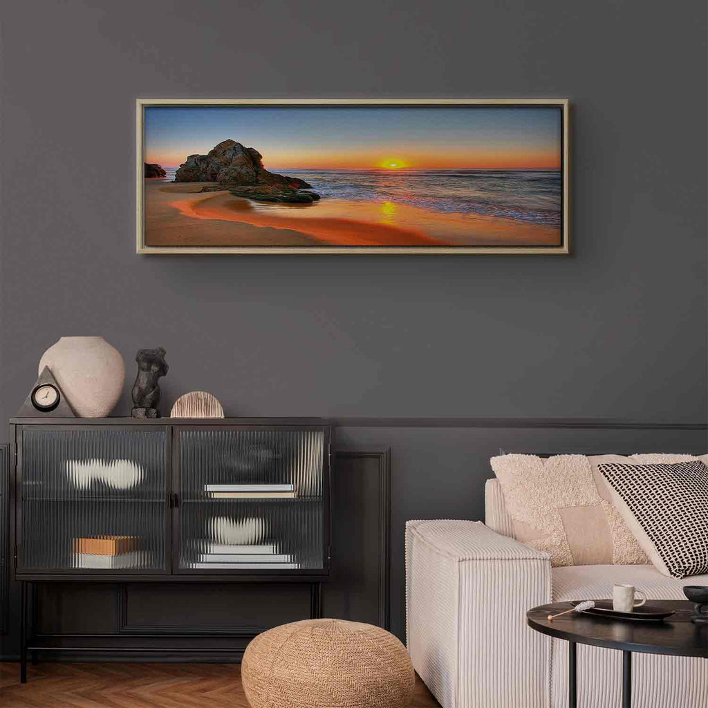 Sea Waves and Stone Narrow Canvas Print