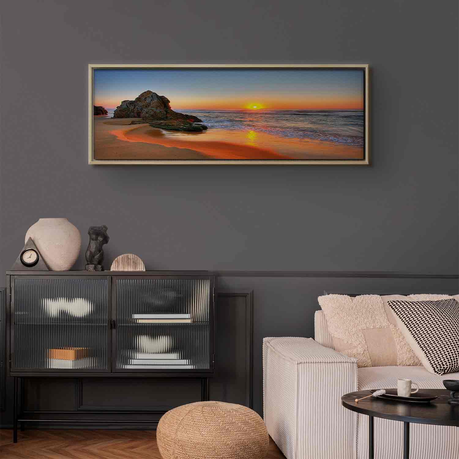 Sea Waves and Stone Narrow Canvas Print