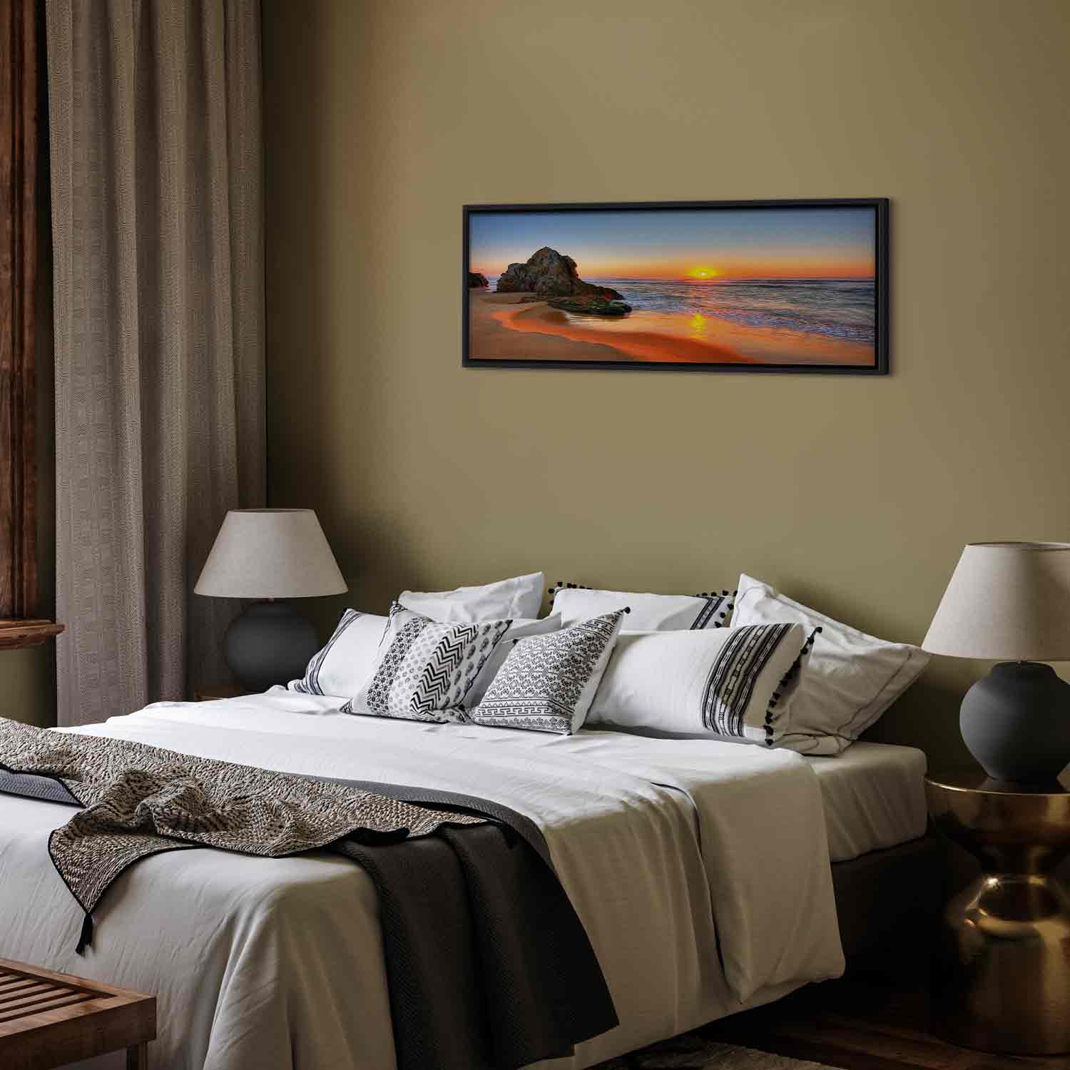 Sea Waves and Stone Narrow Canvas Print