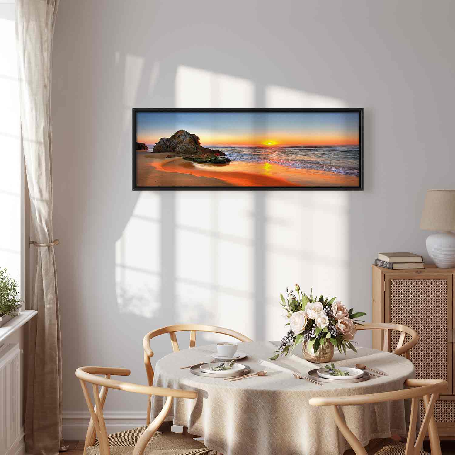 Sea Waves and Stone Narrow Canvas Print