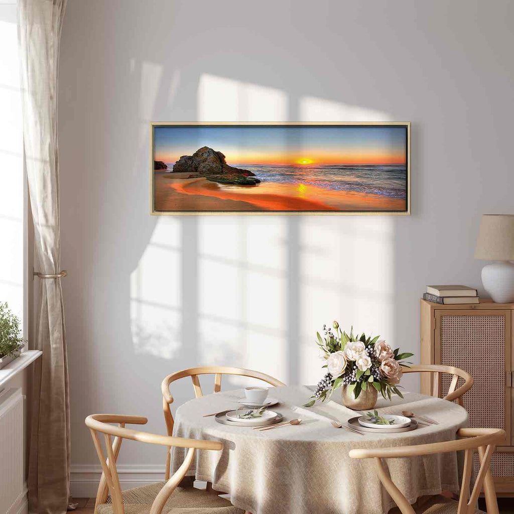 Sea Waves and Stone Narrow Canvas Print