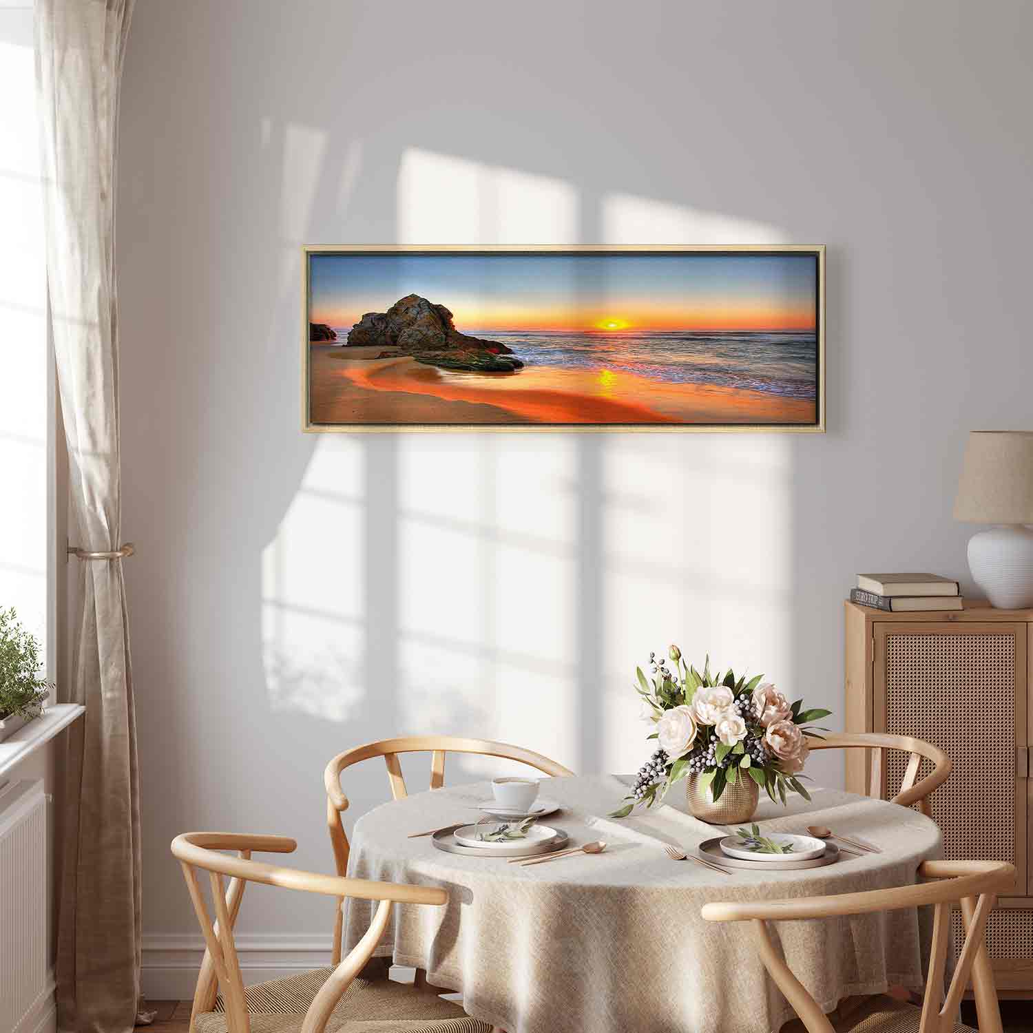 Sea Waves and Stone Narrow Canvas Print