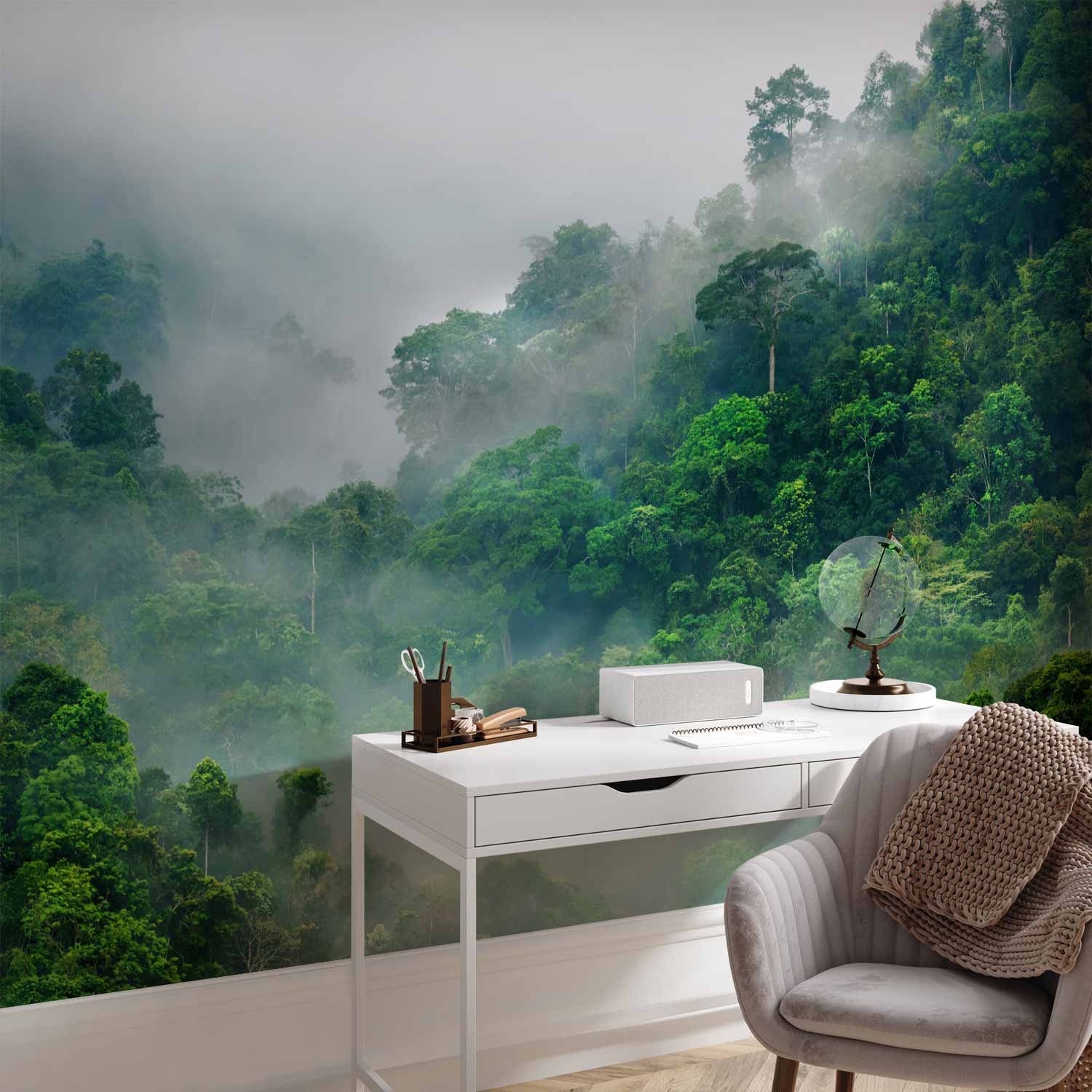 Misty Forest Morning Fog Wall Mural