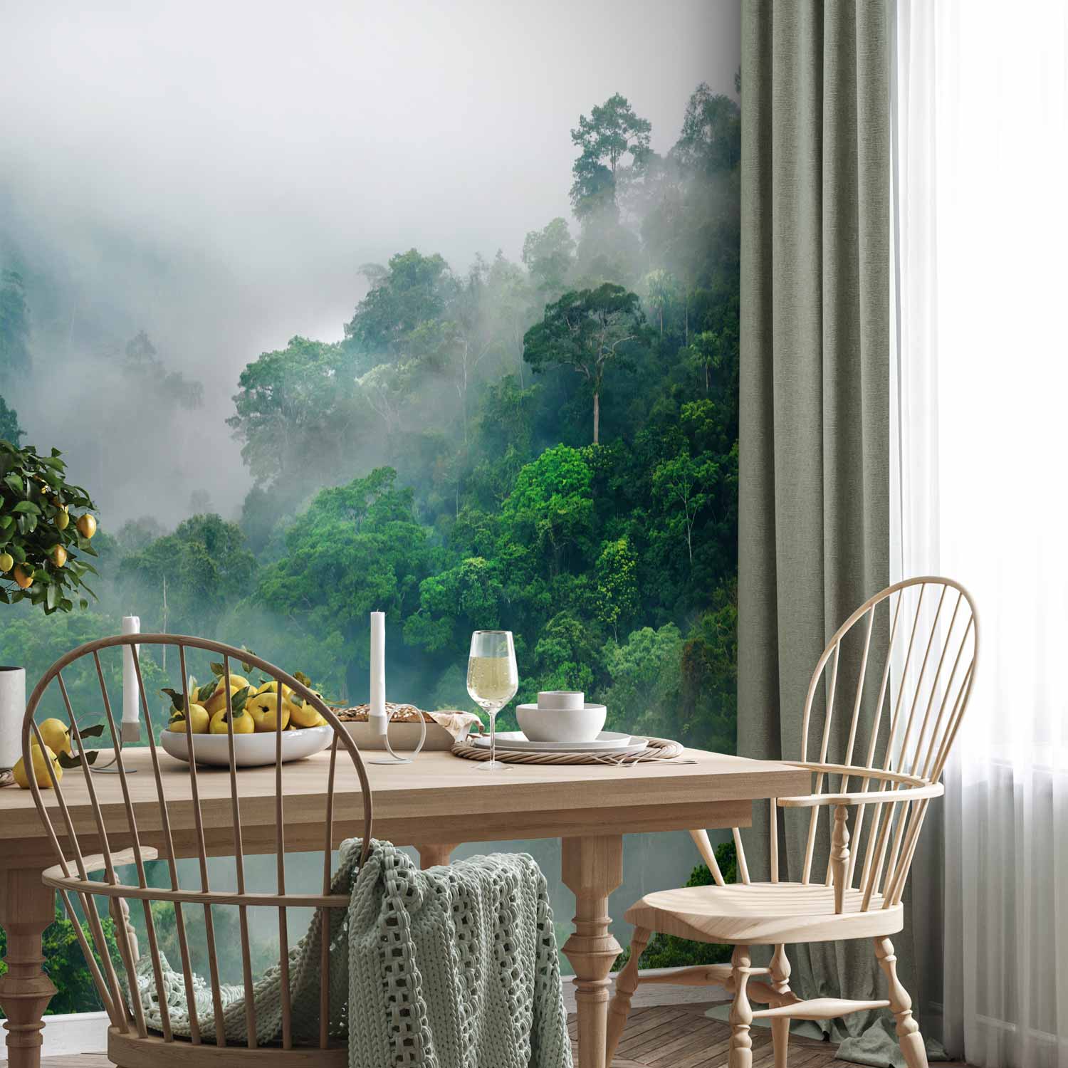 Misty Forest Morning Fog Wall Mural