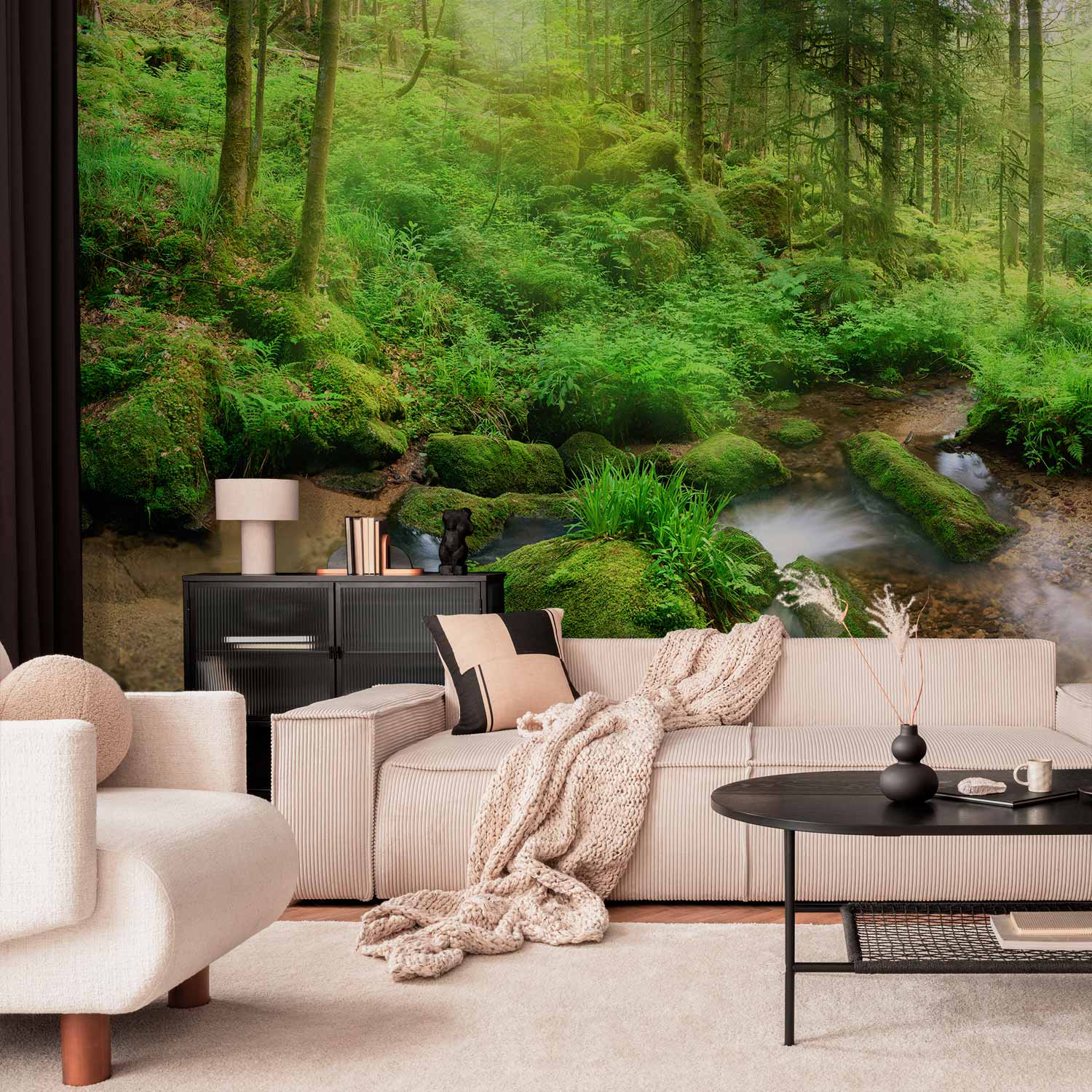 Humid Forest Green Landscape Wall Mural
