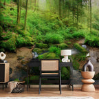 Humid Forest Green Landscape Wall Mural