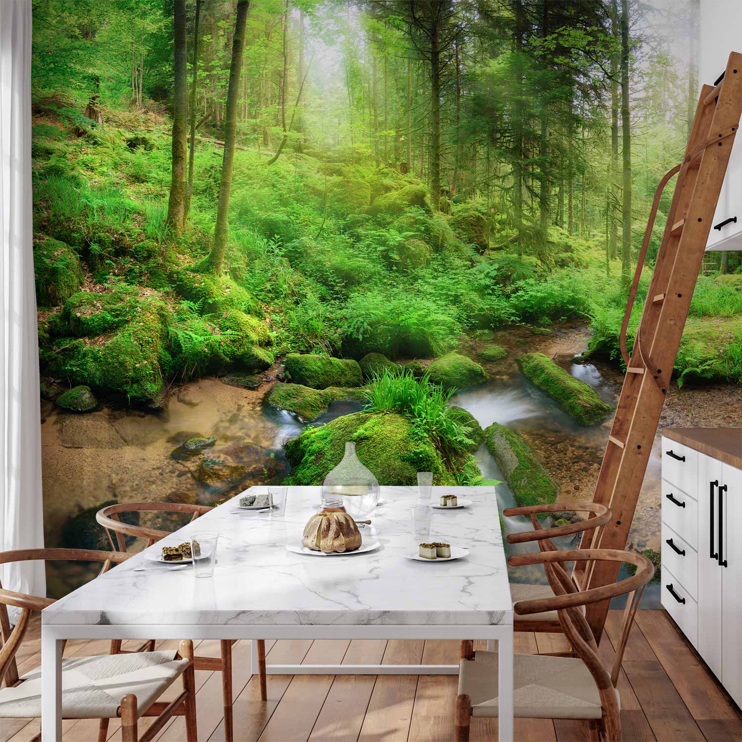 Humid Forest Green Landscape Wall Mural