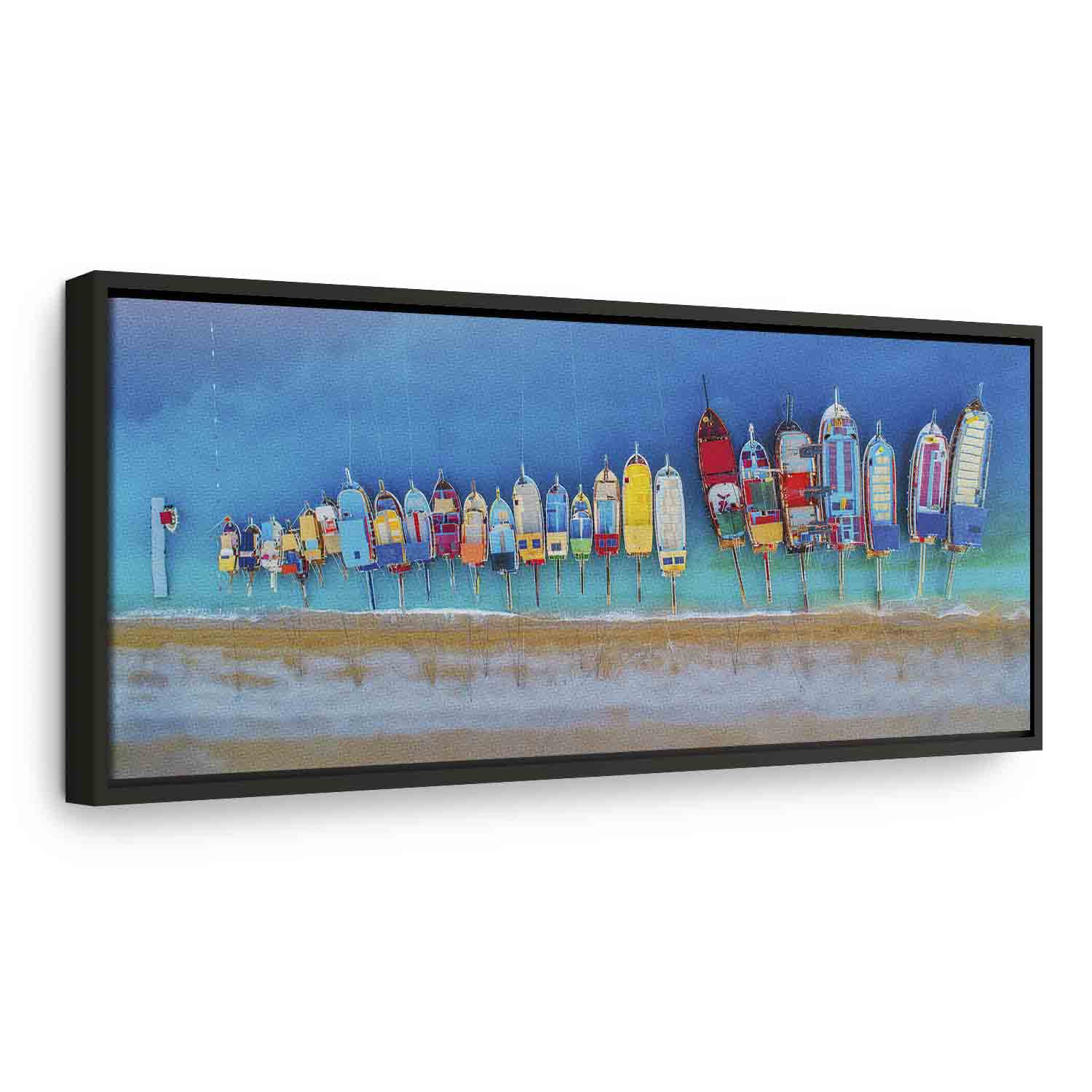 Colourful Boats Sea Canvas Print