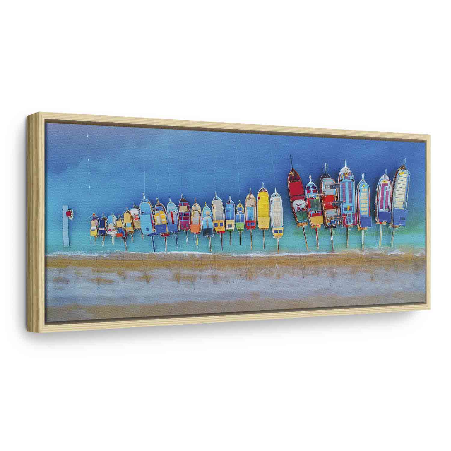 Colourful Boats Sea Canvas Print