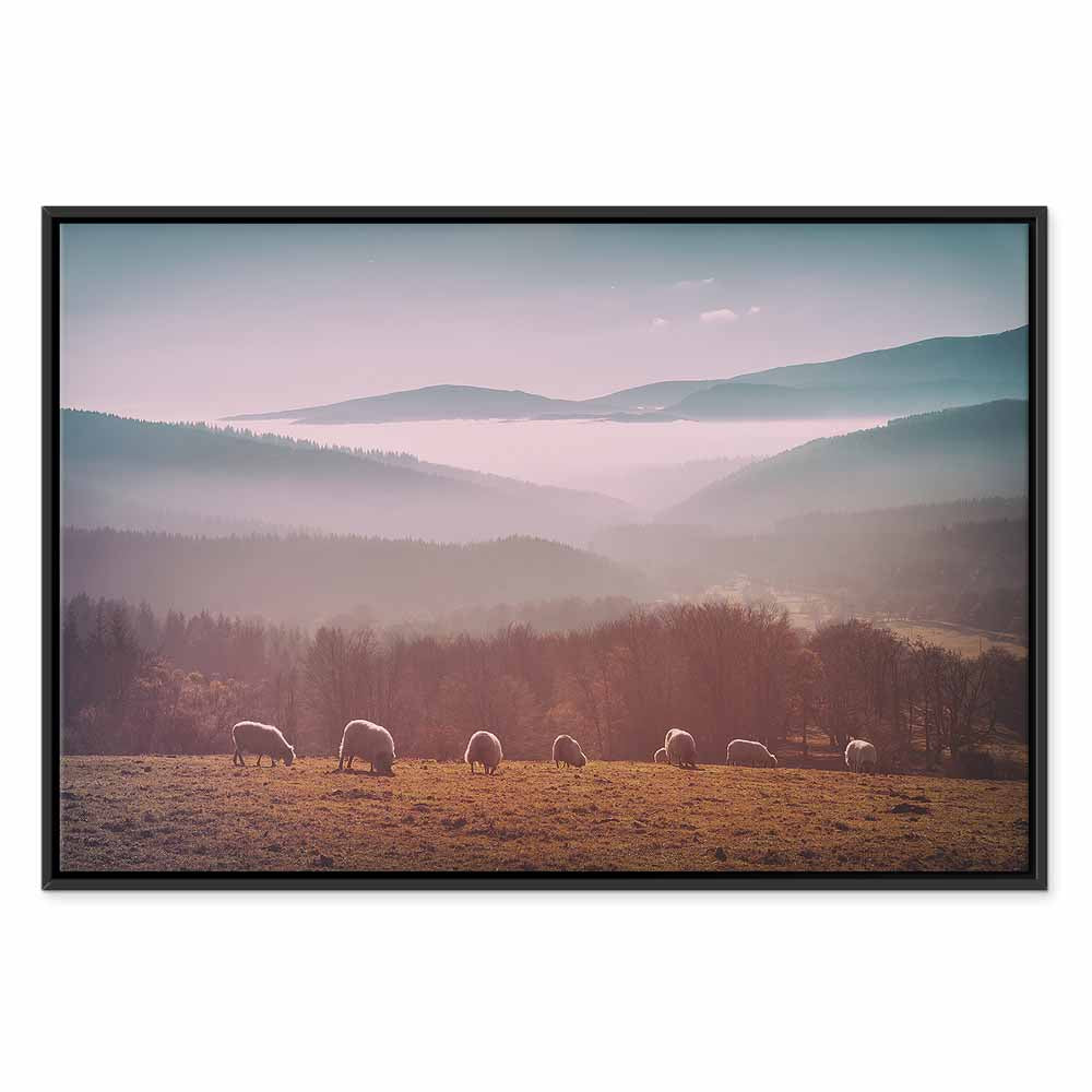Sheep Mountain Landscape Rustic Canvas Print