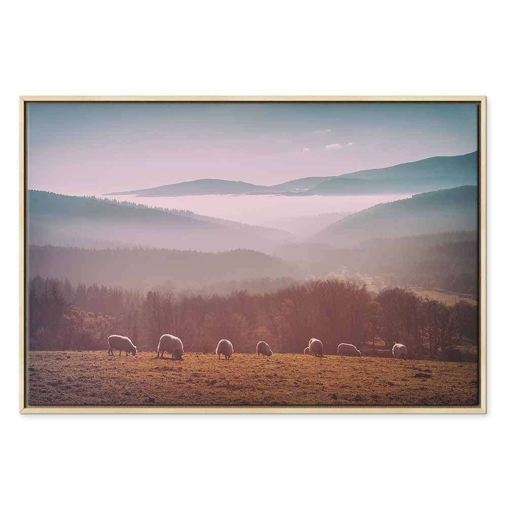 Sheep Mountain Landscape Rustic Canvas Print