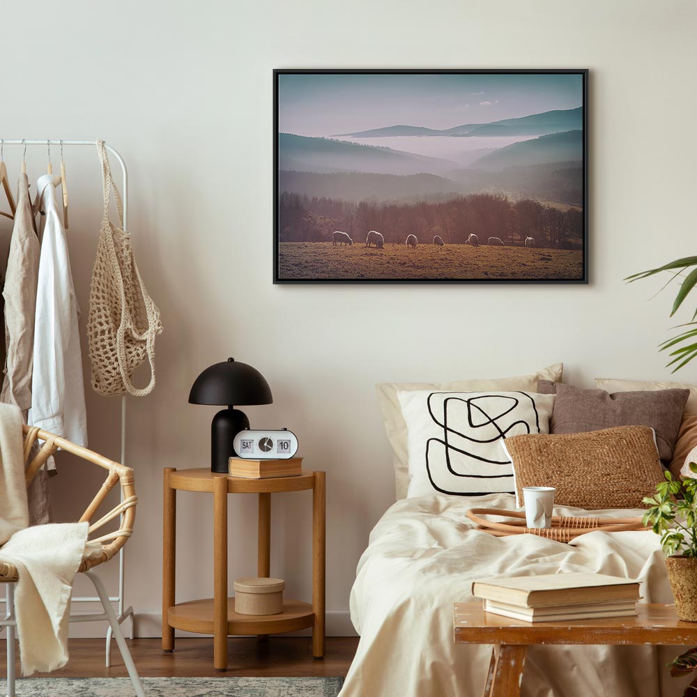 Sheep Mountain Landscape Rustic Canvas Print