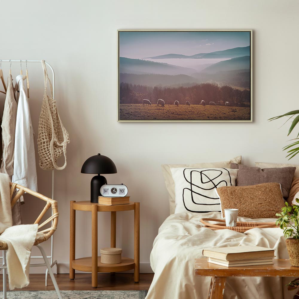 Sheep Mountain Landscape Rustic Canvas Print