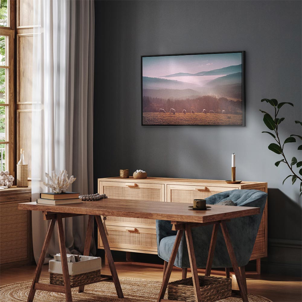 Sheep Mountain Landscape Rustic Canvas Print