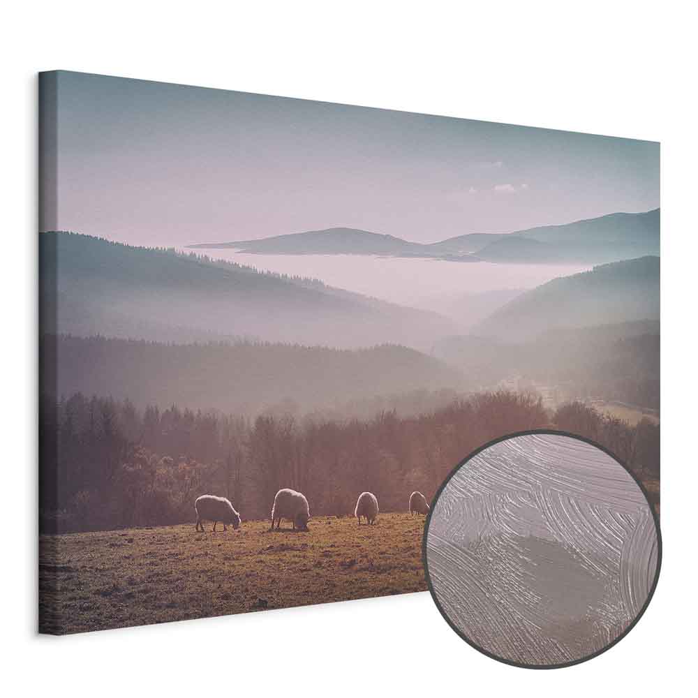 Sheep Mountain Landscape Rustic Canvas Print