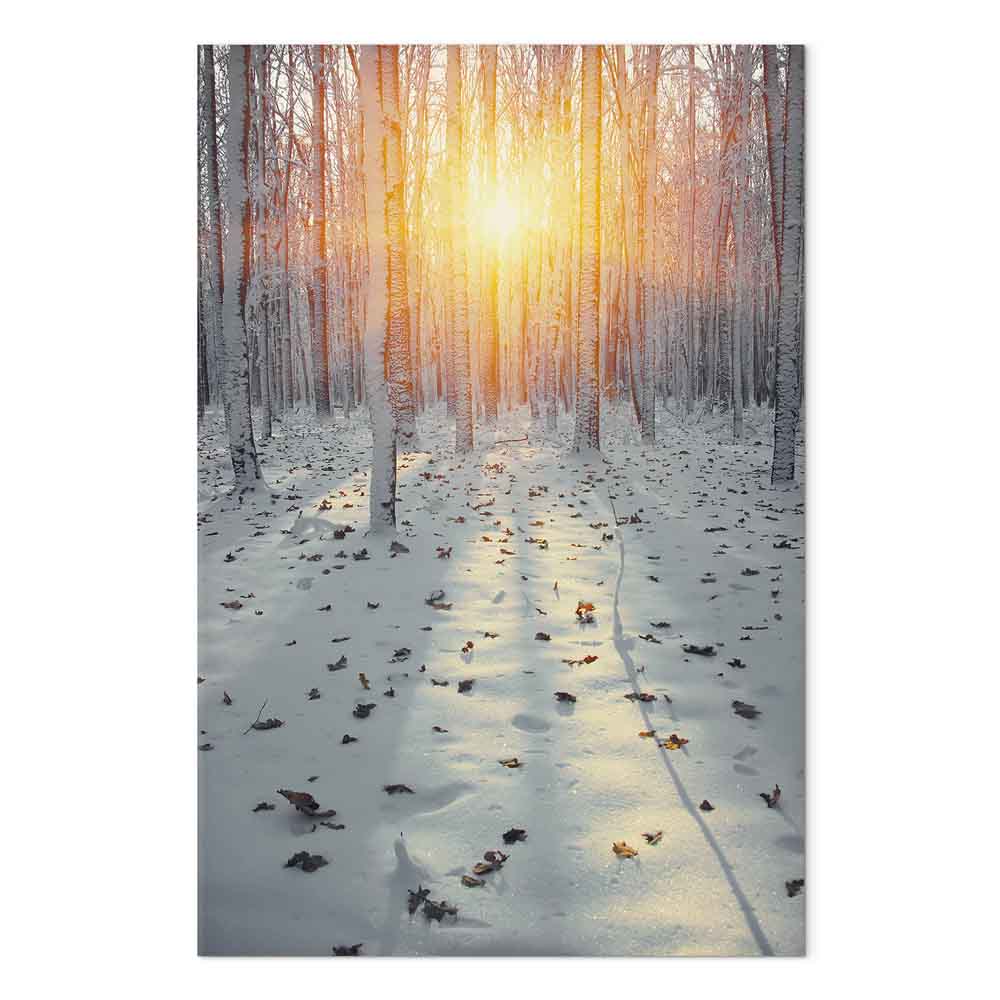Winter Forest Landscape Vertical Canvas Print