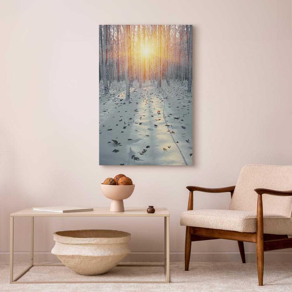 Winter Forest Landscape Vertical Canvas Print