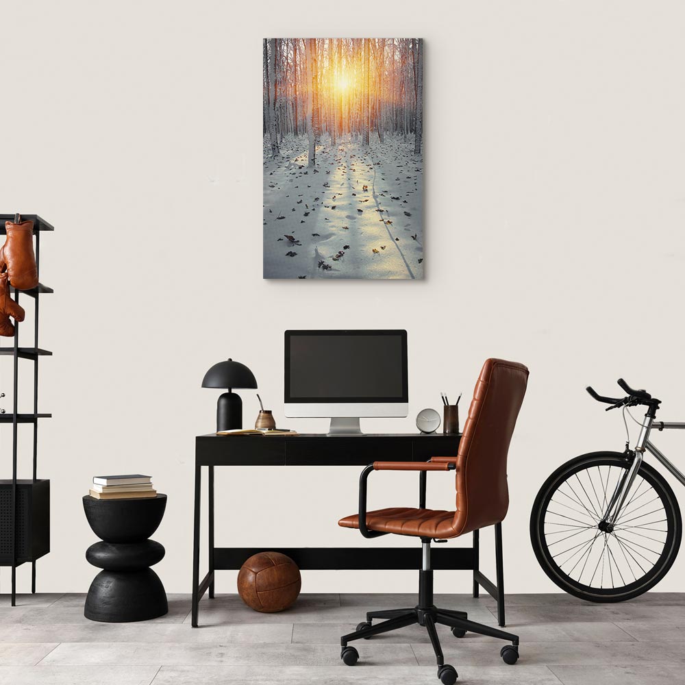 Winter Forest Landscape Vertical Canvas Print