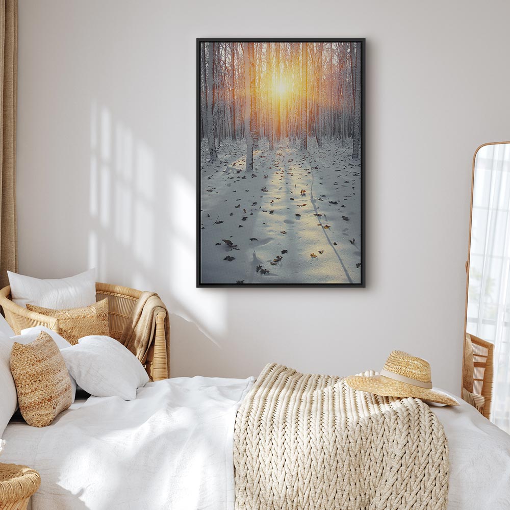 Winter Forest Landscape Vertical Canvas Print