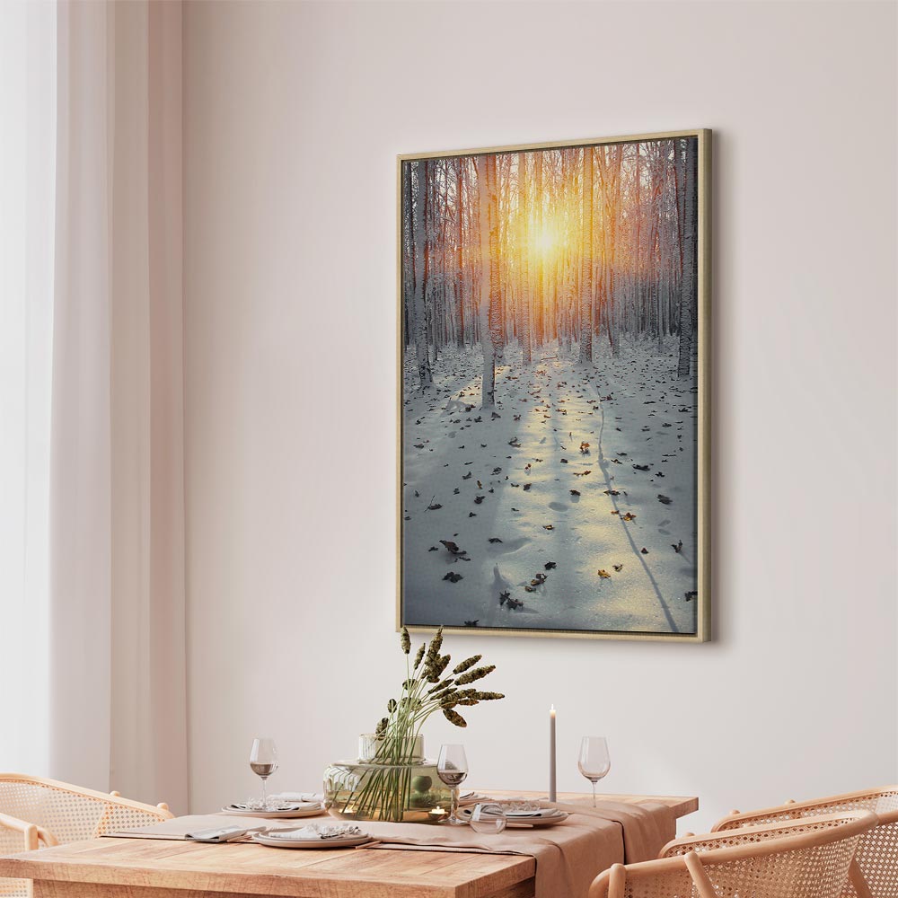 Winter Forest Landscape Vertical Canvas Print