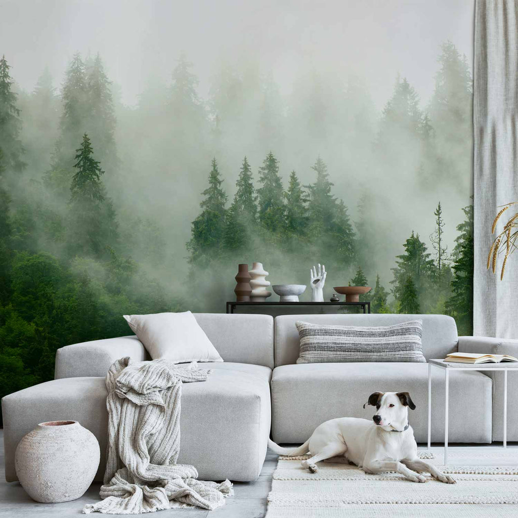 Mountain Forest Green Wall Mural