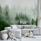 Mountain Forest Green Wall Mural