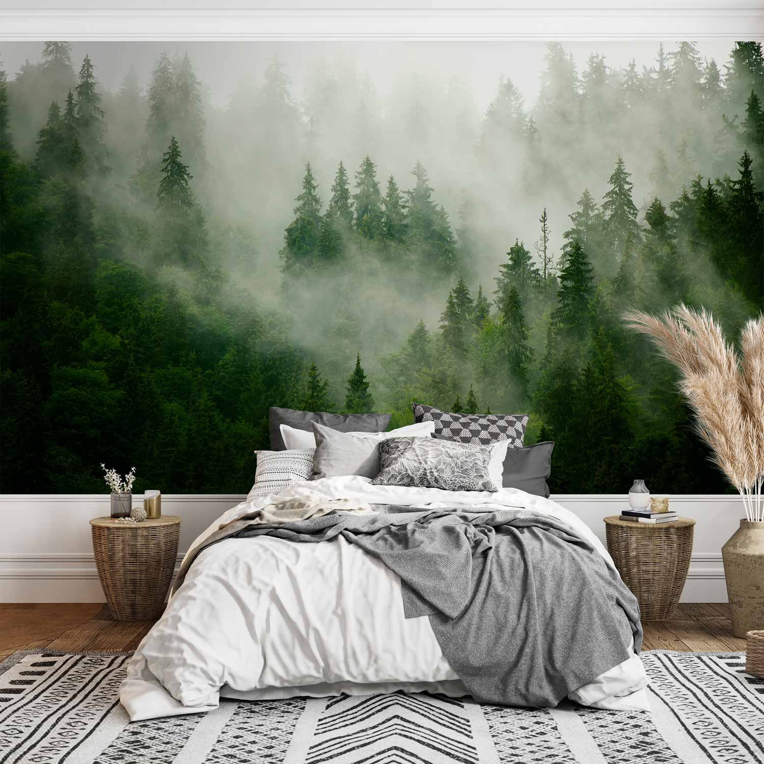 Mountain Forest Green Wall Mural