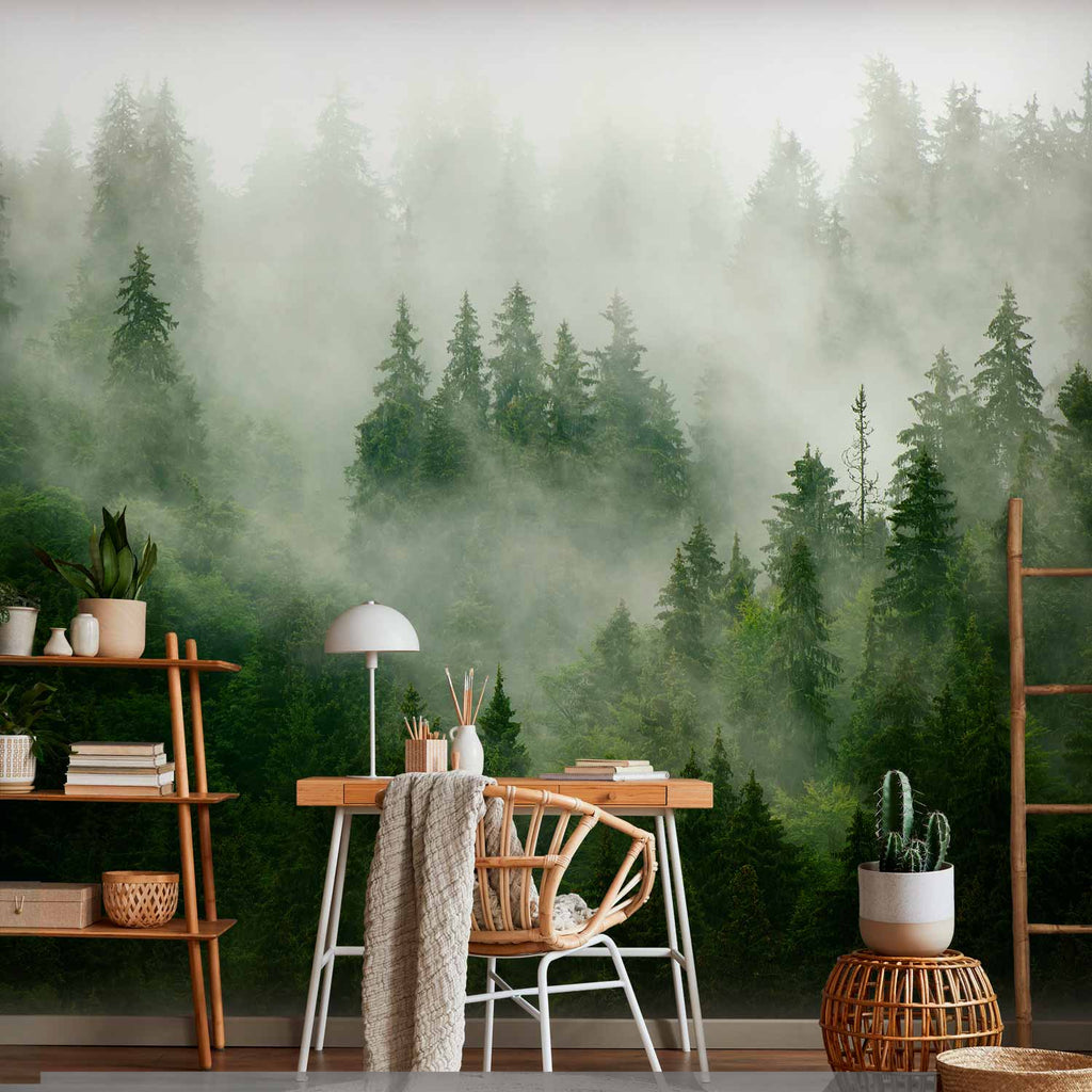 Mountain Forest Green Wall Mural