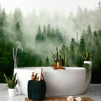 Mountain Forest Green Wall Mural
