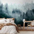 Mountain Forest Dark Green Wall Mural