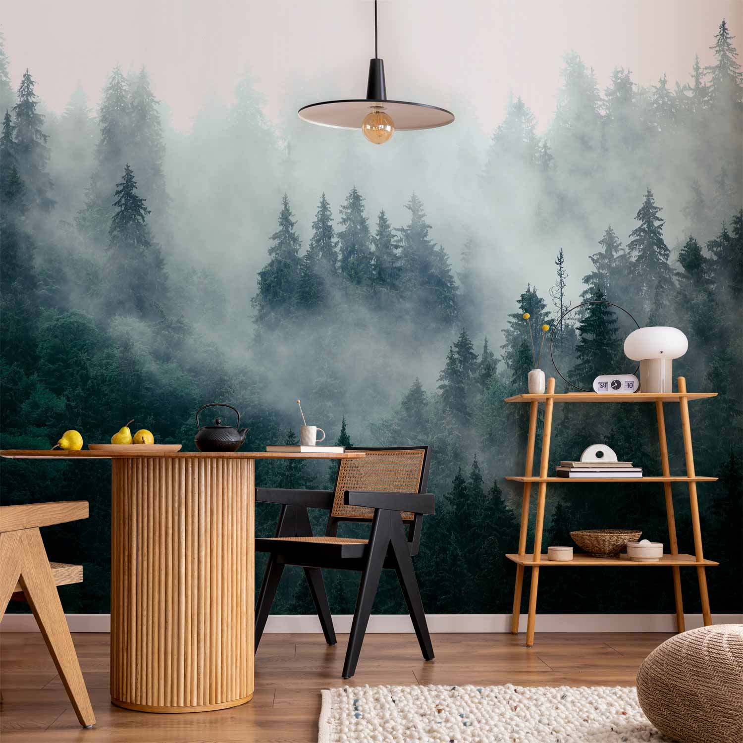 Mountain Forest Dark Green Wall Mural