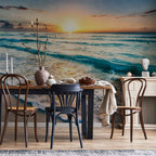 Seashore Waves Colourful Wall Mural