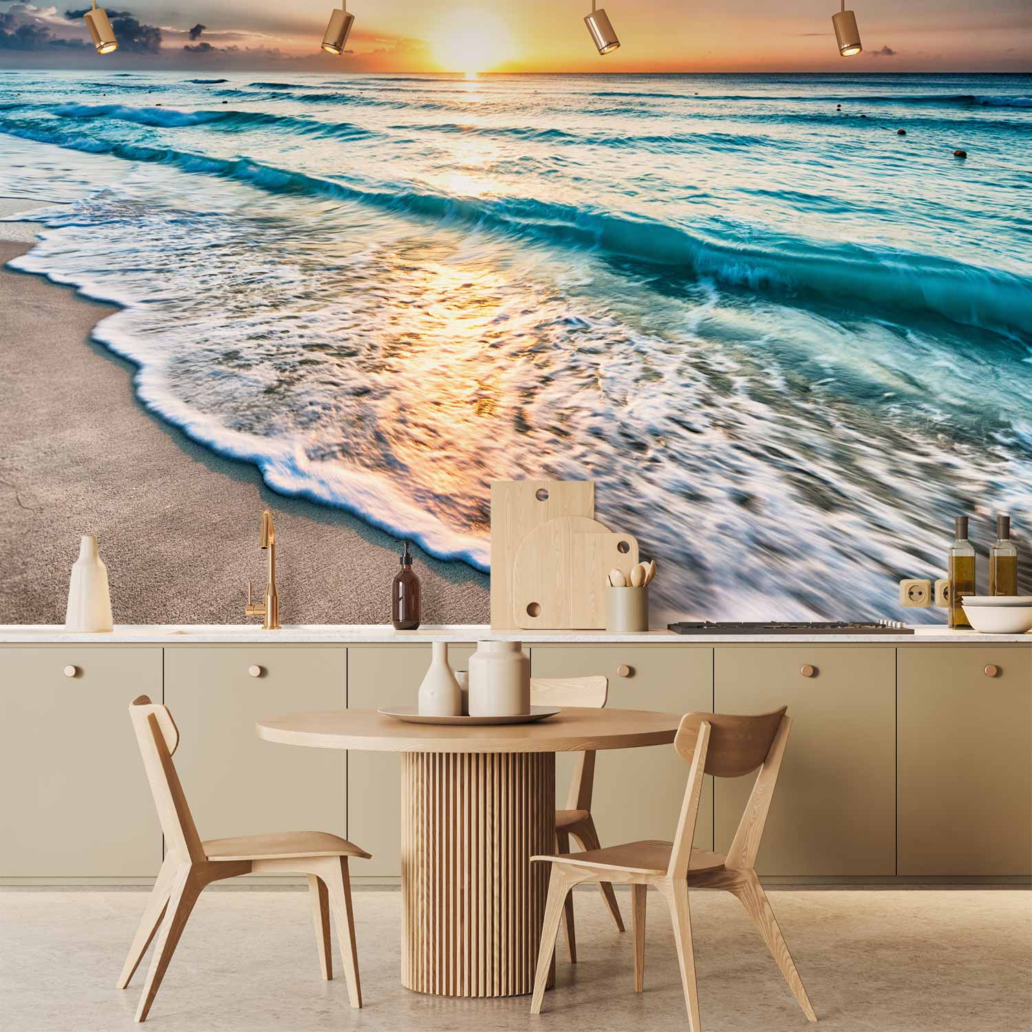 Seashore Waves Colourful Wall Mural